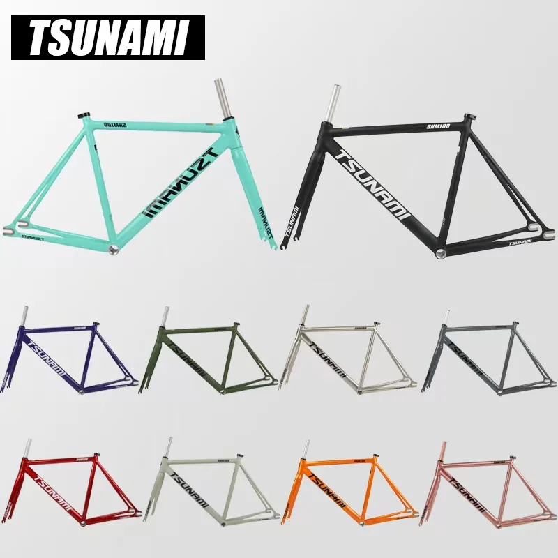 TSUNAMI SNM100 Wysokiej jakości zestaw ramy rowerowej o stałej przekładni 700c Aluminiowa rama i widelec 49 cm 52 cm 55 cm 58 cm Rama MTB