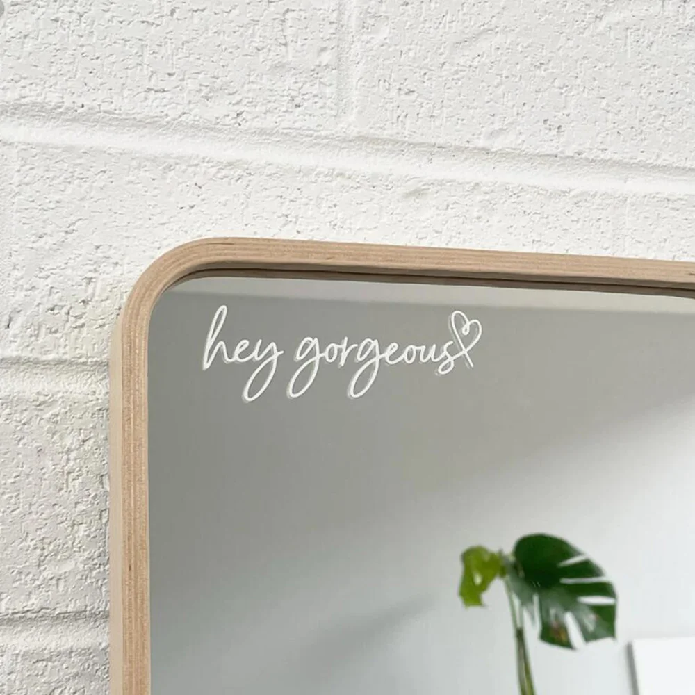 Funny Hey Gorgeous Heart Mirror Sticker Decal Bathroom Bath Family Love Quote Vinyl Home Decor