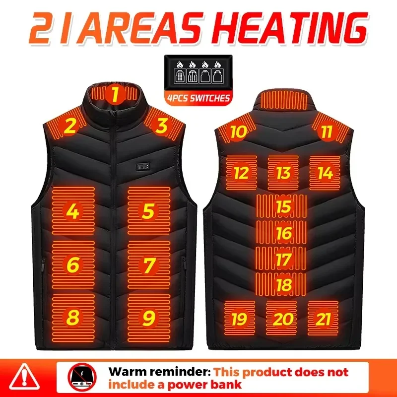USB 21 Heated Vest Zones Electric Heated Jackets Men Women Sportswear Heated Coat Graphene Heat Coat Heating Jacket For Camping