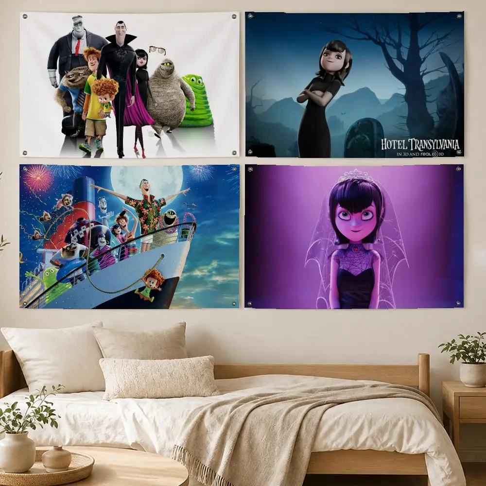 Cute Movie Hotel Transylvania Flags Room Bedroom Home Outdoor Wall Hanging Concert Printed Background Decoration Art Banne