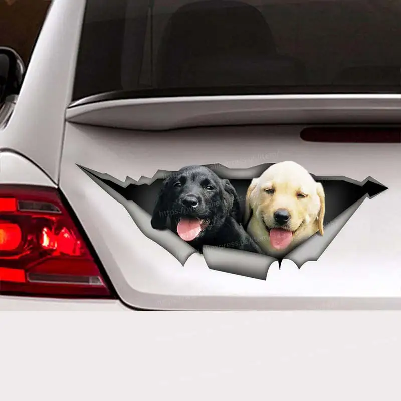 Two Labrador Pet Dog Car Sticker Waterproof Vinyl Decal on Bumper Rear Window Laptop Self-adhesive Decal Car Accessories SH92