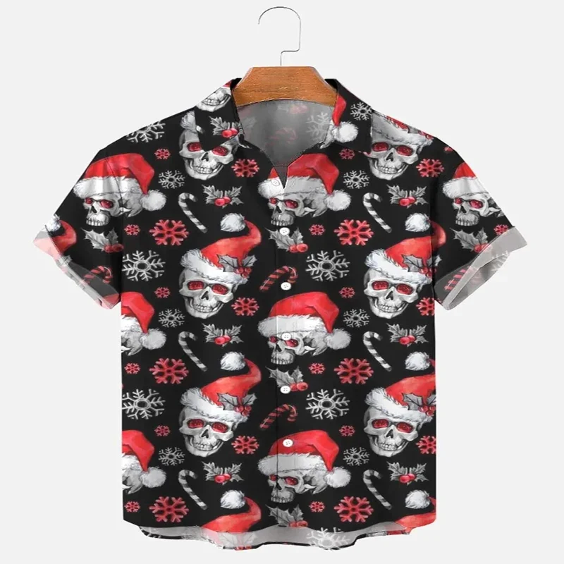 

The Christmas Skeleton Short Sleeve Shirt 3D All Over Printed Hawaiian Shirt for Men and Women Casual Shirt Unisex