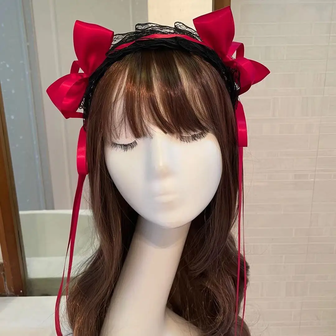 Lolita original acessórios para cabelo doce escuro japonês laço de cabelo faixa de cabelo loli chapéu fada