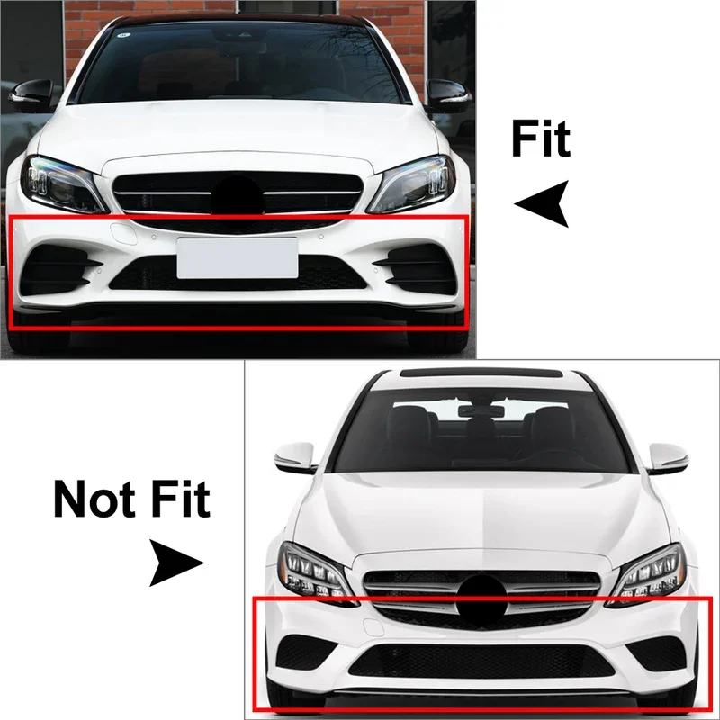 Car Front Bumper Fog Light Decor Cover Trim For Mercedes Benz AMG W205 C-Class C200 2019 2020 2021  Carbon/Gloss Black ABS 4Pcs