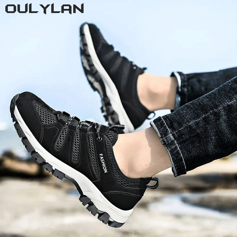 Oulylan-zapatos transpirables a prueba de salpicaduras para hombre, zapatillas para caminar al aire libre, senderismo, escalada de montaña, deporte,