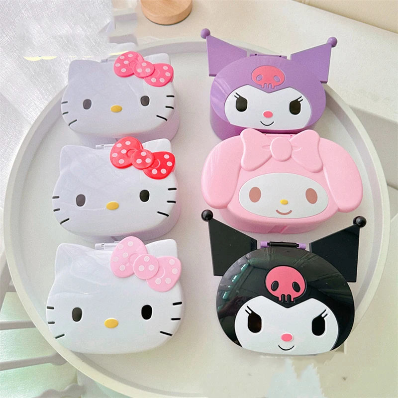 

Sanrio Kawaii Hello Kitty Anime Storage Box Cute Sweet My Melody Kuromi Cartoon Cosmetic Mirror Lovely Jewelry Box Gifts Girls