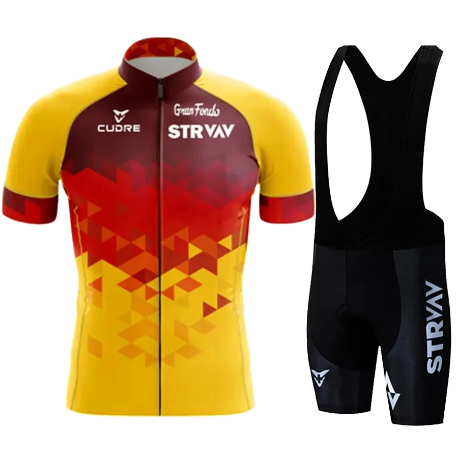 2024 STRVAV Men Short Sleeve cycling Jersey Sets Ropa Ciclismo Summer Cycling Clothing Triathlon Bib Shorts Suit Bike Uniform