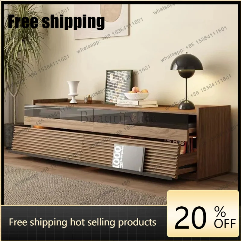 JJ  Nordic Medieval TV Cabinet Solid Wood Floor Simple Storage Small Apartment Living Room Modern Household Floor Cabinet
