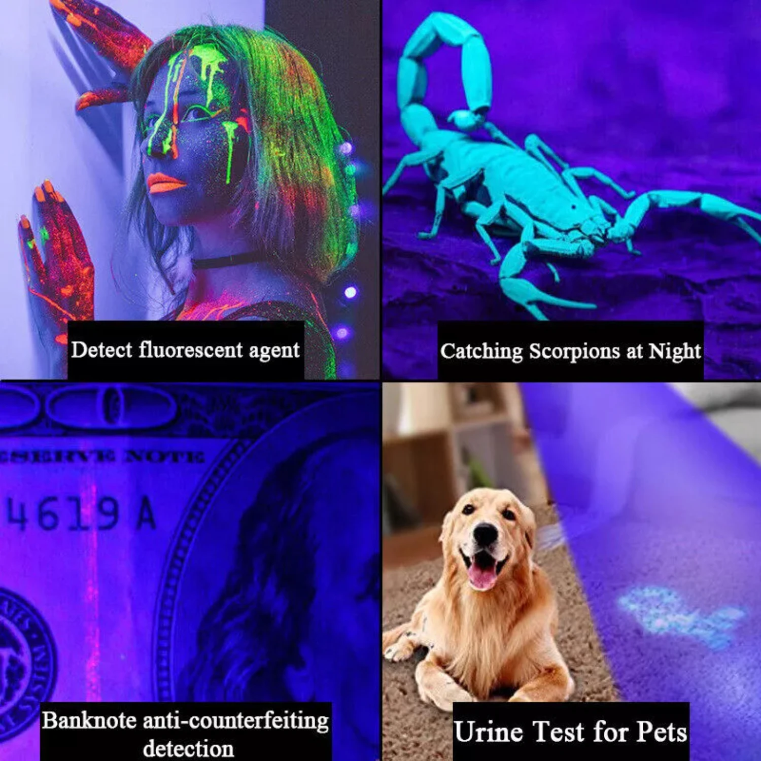 السوبر مشرق 120000lm الأشعة فوق البنفسجية الشعلة الأشعة فوق البنفسجية مصباح يدوي Blacklight ضوء مصباح LED
