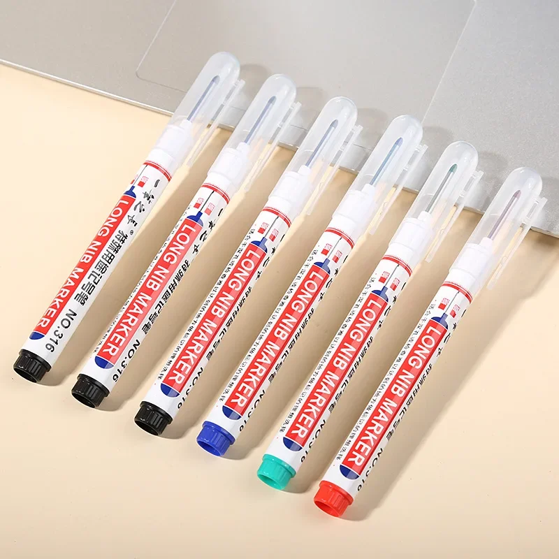 8/10 قطعة مقاوم للماء علامات طويلة الرأس حفرة عميقة قلم تحديد للمعادن نجار أحمر/أسود/أزرق/أخضر/أبيض الحبر أدوات النجارة