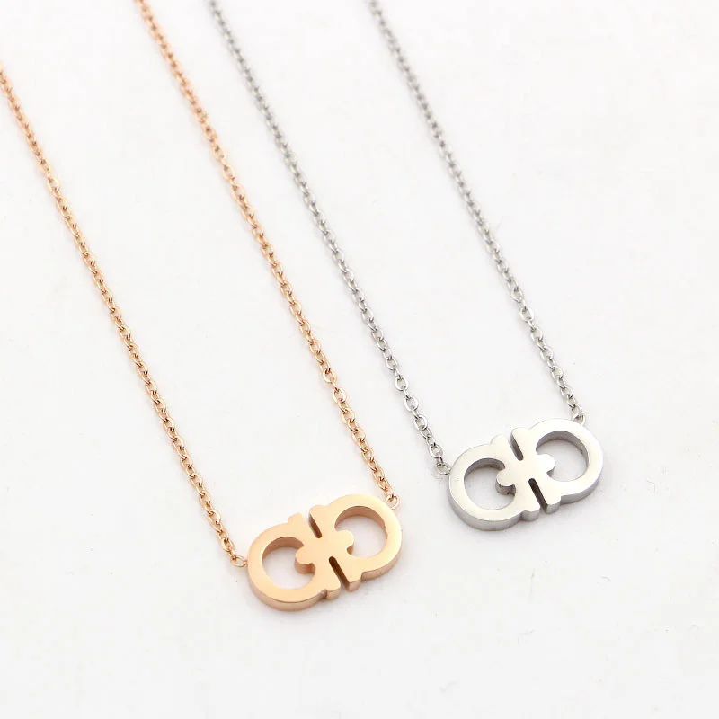 Europe and The United States Double D Letter Stainless Steel Pendant Necklace Gift To Friends