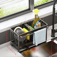 Kitchen Stainless Steel Sink Drain Rack Sink Drain Rack Sponge Storage Faucet Holder with Rod Organizer Kitchen Accessories