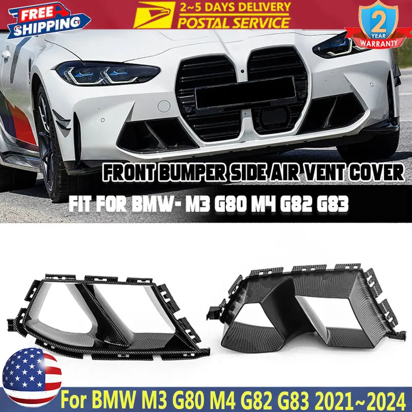 

Carbon Fiber Car Front Bumper Air Duct For BMW G80 G82 G83 M3 M4 2021~2024 Front Bumper Vent Grill Air Duct Grille Car Fog Cover