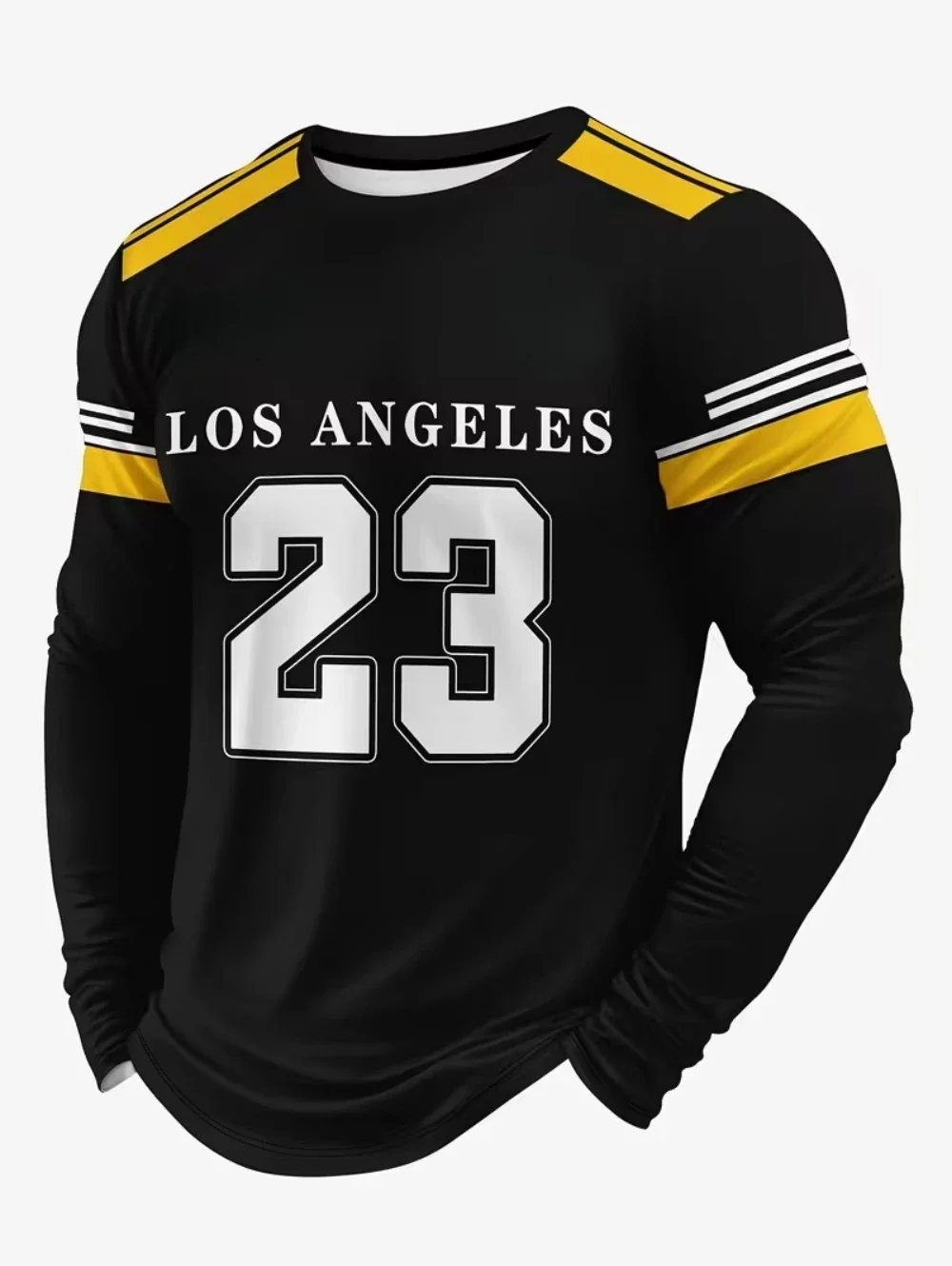 Mens City Graphic Print Long Sleeve T-Shirts Casual Sporty Gradient Color Block Soft Breathable Daily Streetwear Trendy Pick