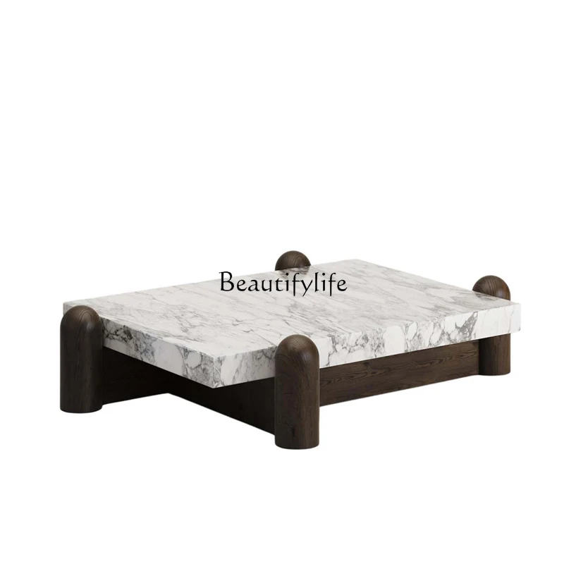 

Square Solid Wood Egg Shell Coffee Table Marble Coffee Table Home Side Table