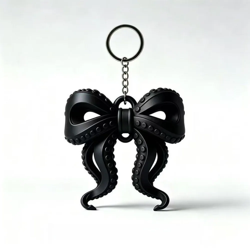 Korean Style Octopus Tentacle Bow Keychains Bow Shape Colorful Fashion Bag Pendant Tentacle Style Unique 3D Printed Keychains