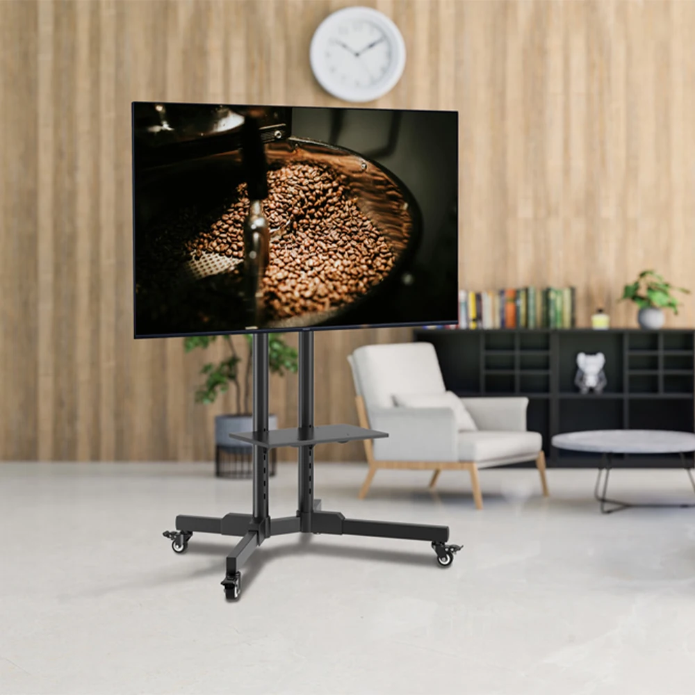 Popular Tv Mounts Adjustable Height 32 to 65 Inch Mobile Floor Tv Stand Cart for Universal Flat-panel TV Trolley Stand