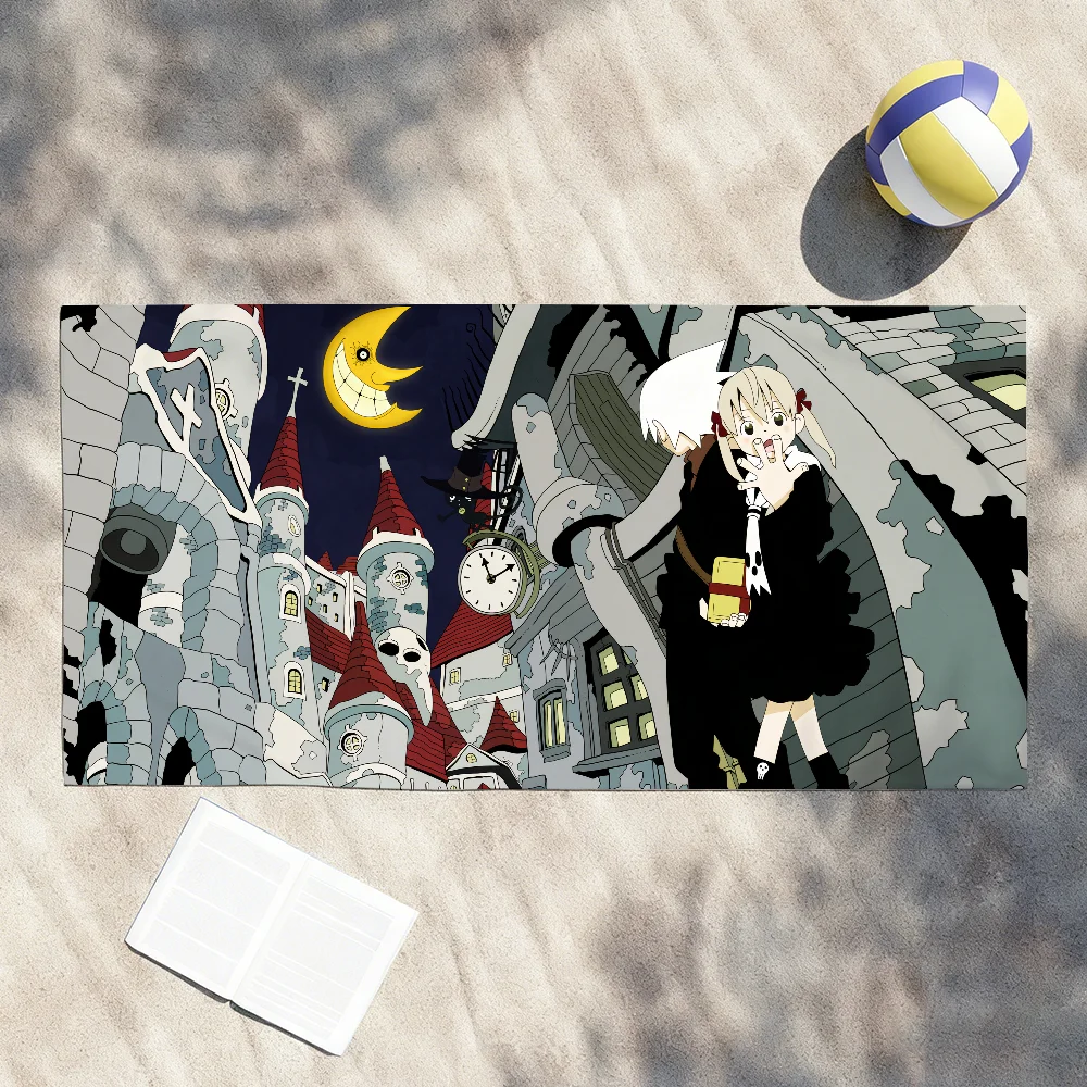Anime S-Soul E-Eater-S Towel Soft Lightweight Anti-Sand Large Beach Towel Quick-Drying Bath Sports Family