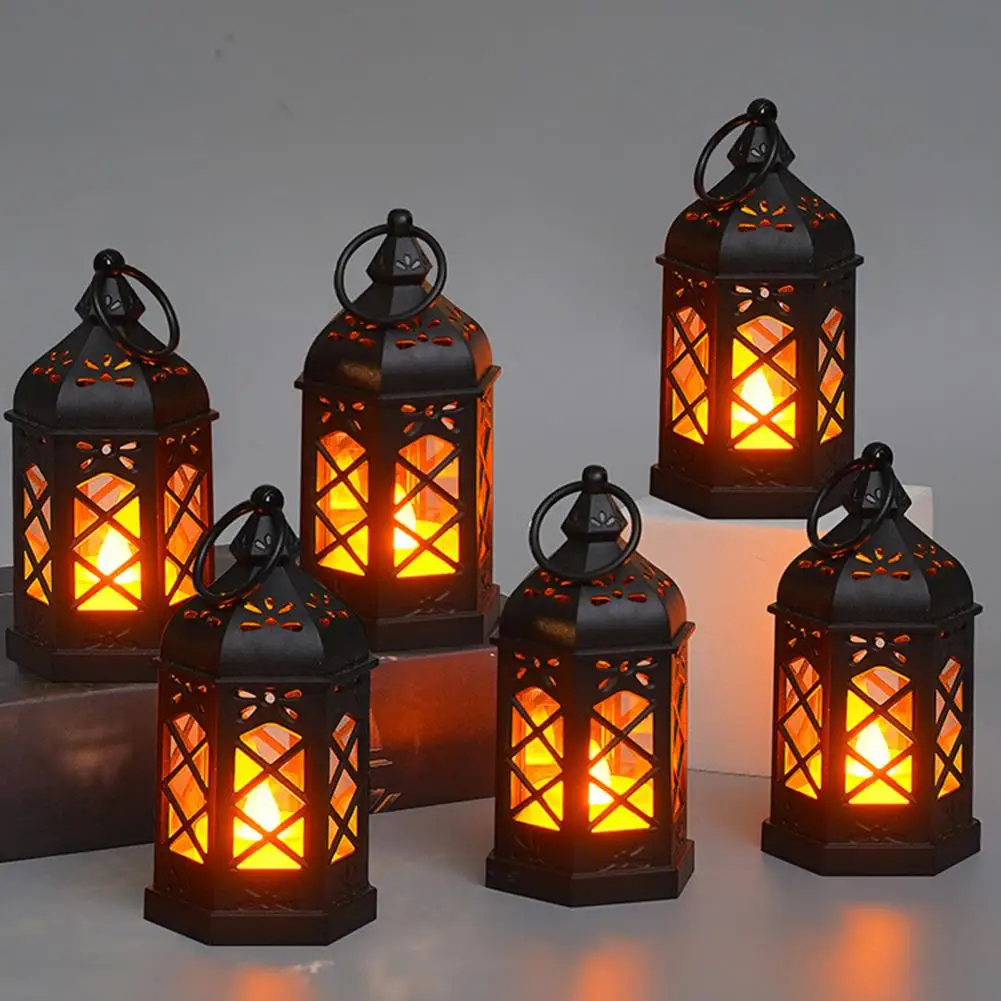 Night Light Vintage Desk Lantern Lamp Battery-operated Flicker-free Electronic Candle Light for Retro Decoration