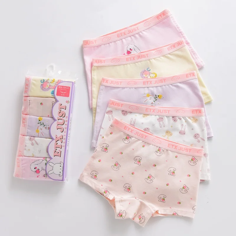 New Arrived Girls Underwear Fashion Kids Cartoon Character Children Pantiess Short Boxer 5pcs/Lot 4-16y Student Adolescent
