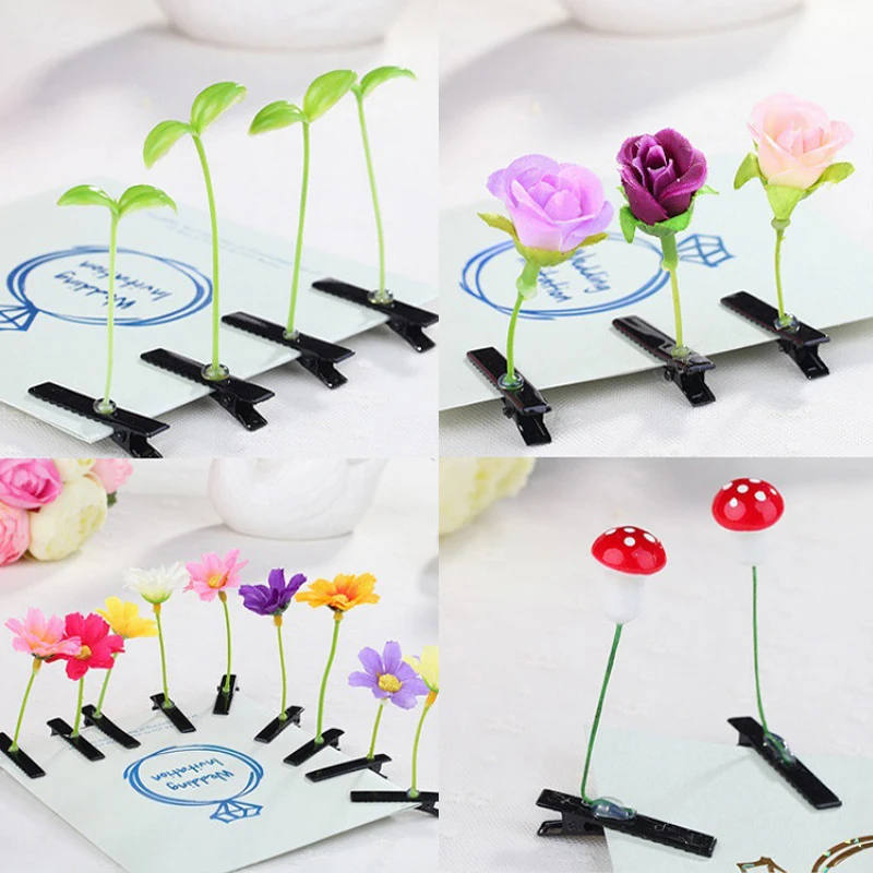 Grass Hair Clips Popular Headwear Funny Show Bean Sprout Bobby Hairpin Flower Plant Hair Clips For Kids Girls Women Headwear