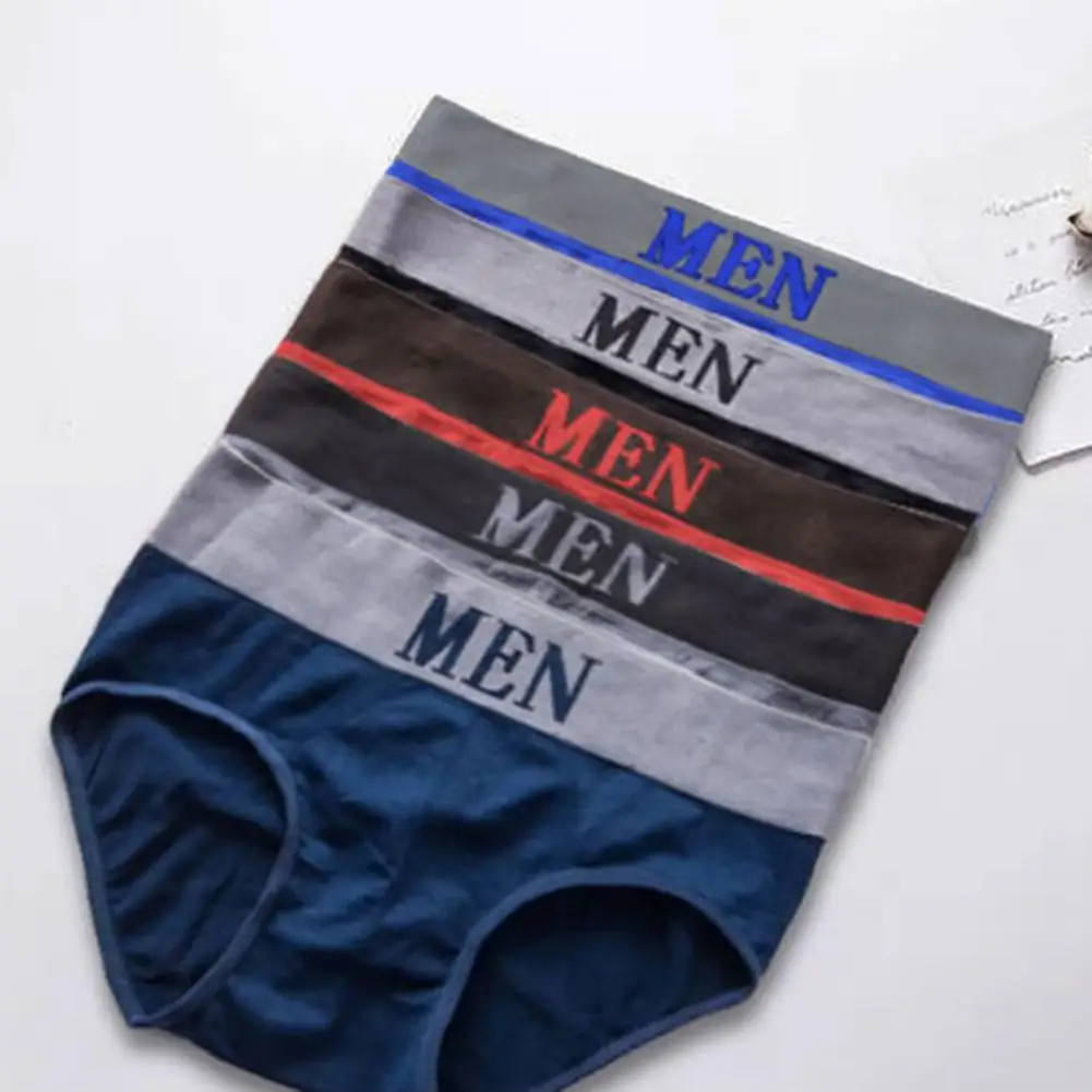 Men Underpants Men's Seamless Letter Print Briefs with Elastic Waistband Soft Breathable Quick Dry Underwear for Men Anti-septic