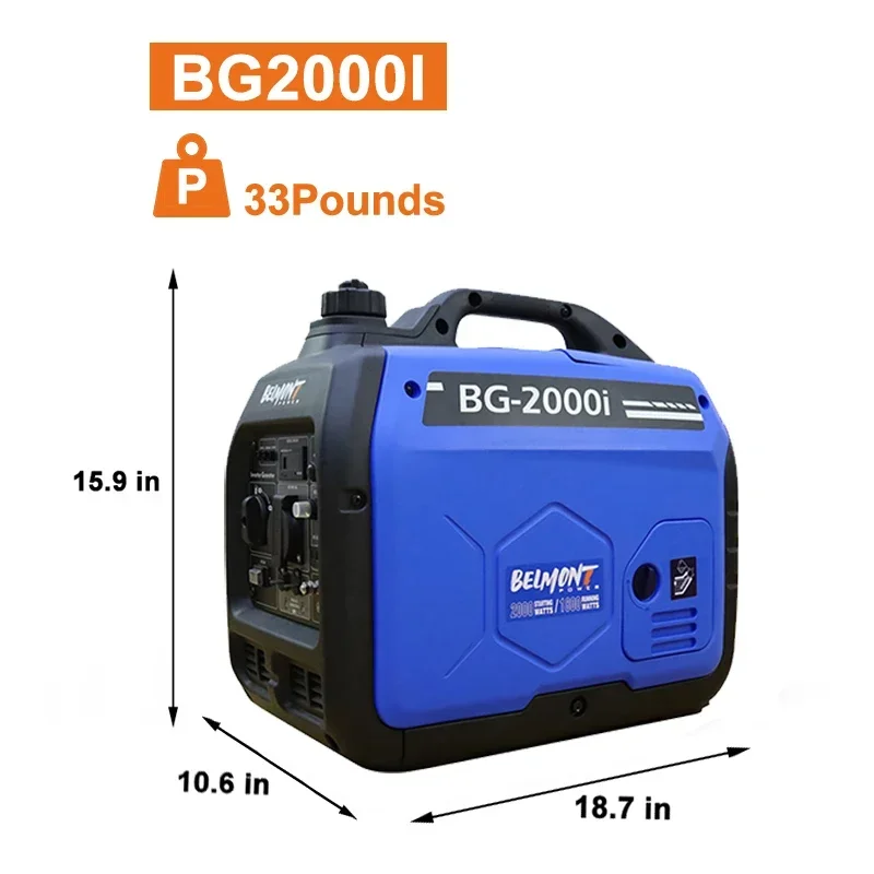 저연료 소비 저소음 가솔린 휘발유 전력 인버터 발전기, 휴대용 전기 발전, 1.8KW, 2KW