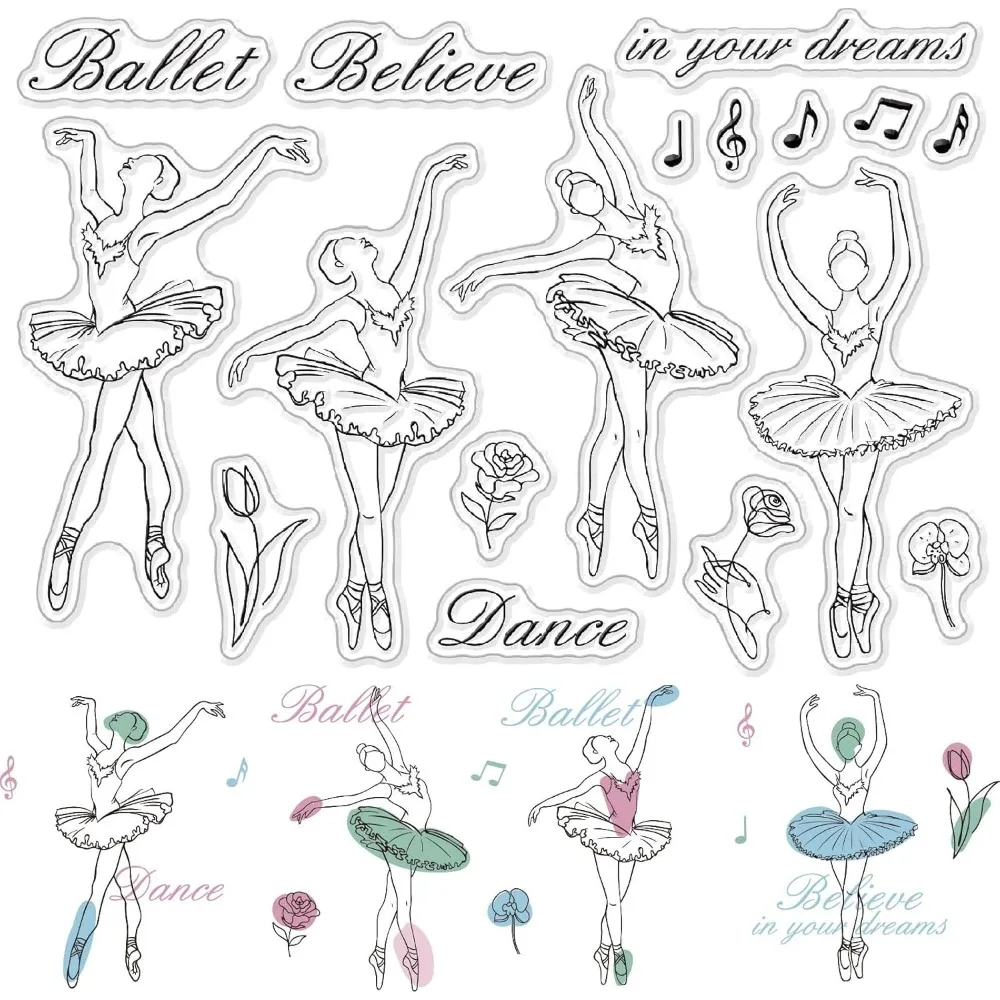Ballet Clear Stamps Ballet Rose Tulipdance Transparent Silicone Stamp Rubber Stamp for Scrapbooking Birthday oto Album