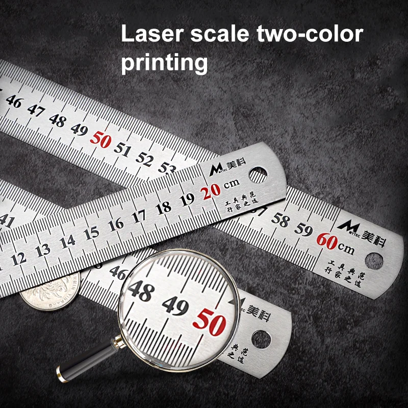 Regla recta de doble cara de acero inoxidable, 15cm/20cm/30cm/50cm, escala de centímetros de dibujo DIY, regla métrica, suministros escolares