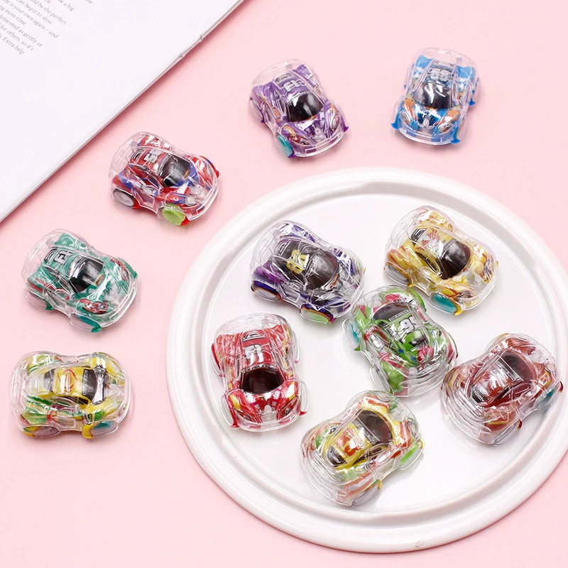 10PCS Pinata Filler Carnival Classroom Prize Gifts Pack Mini Transparent Pull Back Car Toys Kids Birthday Party Favors Giveaway