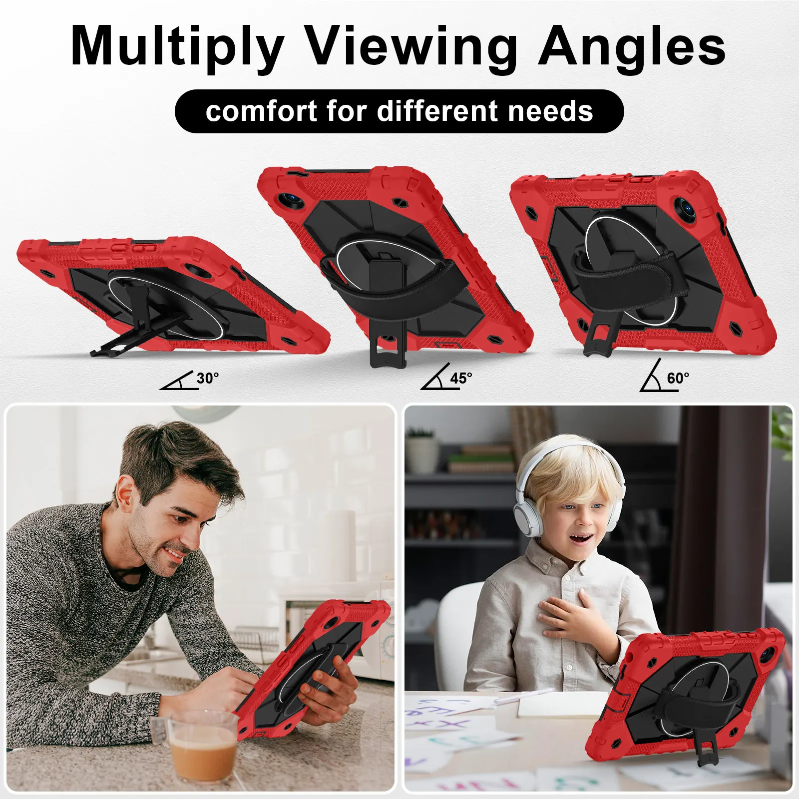 

For Lenovo Tab One 8.7" 2025 K9 8.7" TB305FU TB305XU Tablet Case With Foldable Bracket 360 degree rotate stand Cover +lanyard