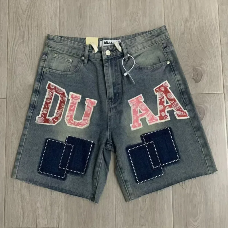 New Fashion Denim Shorts High Quality Patchwork Embroidered Logo Printed Duaa Denim Shorts