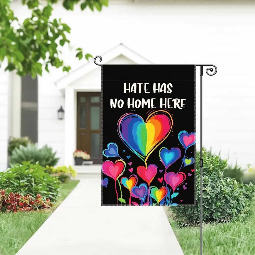 Hate Has No Home Here Garden Flag, Funny Rainbow Resist Flags for Outdoors, Civil Rights Human Rights Home Decor, Equality I EEZ