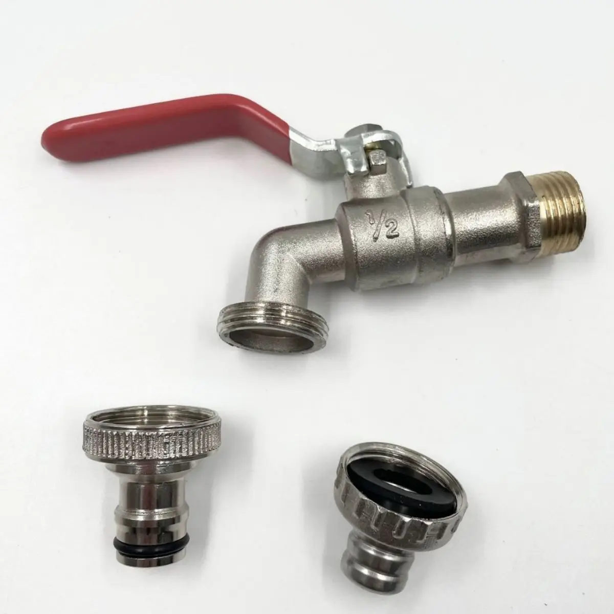 Double Head Outdoor Garden Water Faucet 1 Inlet 2 Outlet Brass Faucet Splitter with Dual Nipple and Outdoor Balcony Faucet