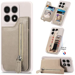 Funda Tipo Cartera con Cierre para Xiaomi 14T Pro 5G, Panel Trasero Magnético de Cuero PU, Funda de Lujo para Xiaomi 14T, Mi 11 Lite, 13T, 11T Pro