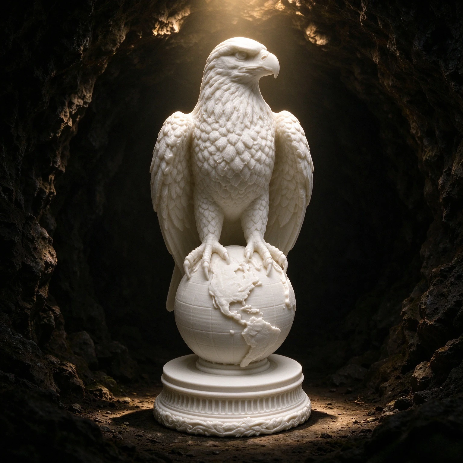 Eagle Statue Holding Globe, Detailed Eagle Figurine With World Map Ball, Home Desktop Decor Collectible Art Ornament Gift