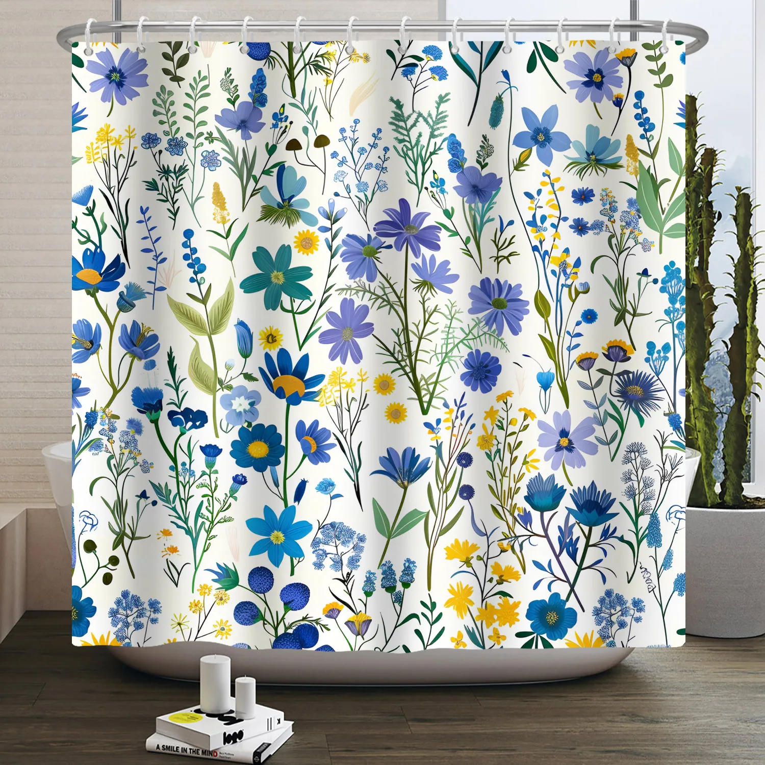 Bathroom Curtain with Fabric 180x180 Colorful Floral Spring Blossom Tree Boho Bathtub Waterproof Shower Curtains With Hooks