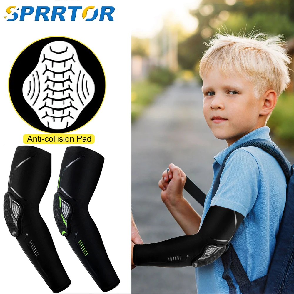 

1Pcs Kids Sports Anti-collision Elbow Pads Compression Arm Sleeves Protector Basketball Volleyball Cycling Knee Support Guard