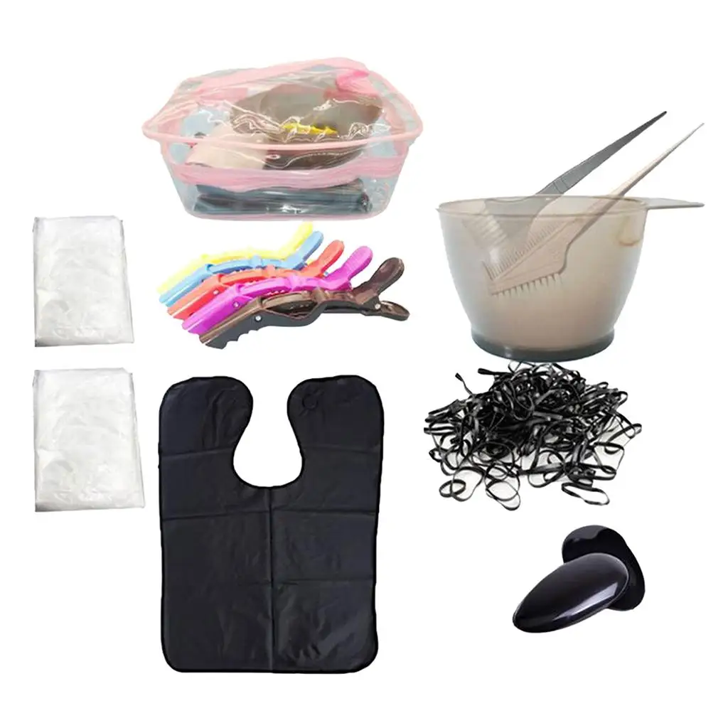 

15Pcs Hair Tinting Coloring DIY Tools Dye Comb Cape Hair Clips Set Supplies