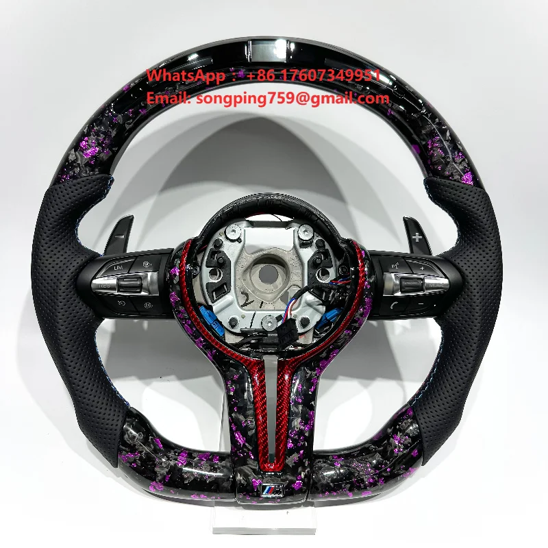 

LED/Purple Forged Carbon Fiber Steering Wheel for BMW F Series F10 F30 E90 E92 E87 Custom Style