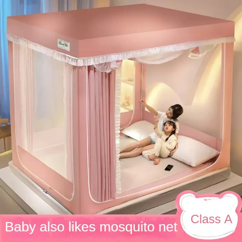 Imagem -03 - Agregado Doméstico Totalmente Fechado Mongol Yurt Infantil Anti Queda Mosquito Net Fundo Completo Cama Padrão Zipper Net Espessado Bracket