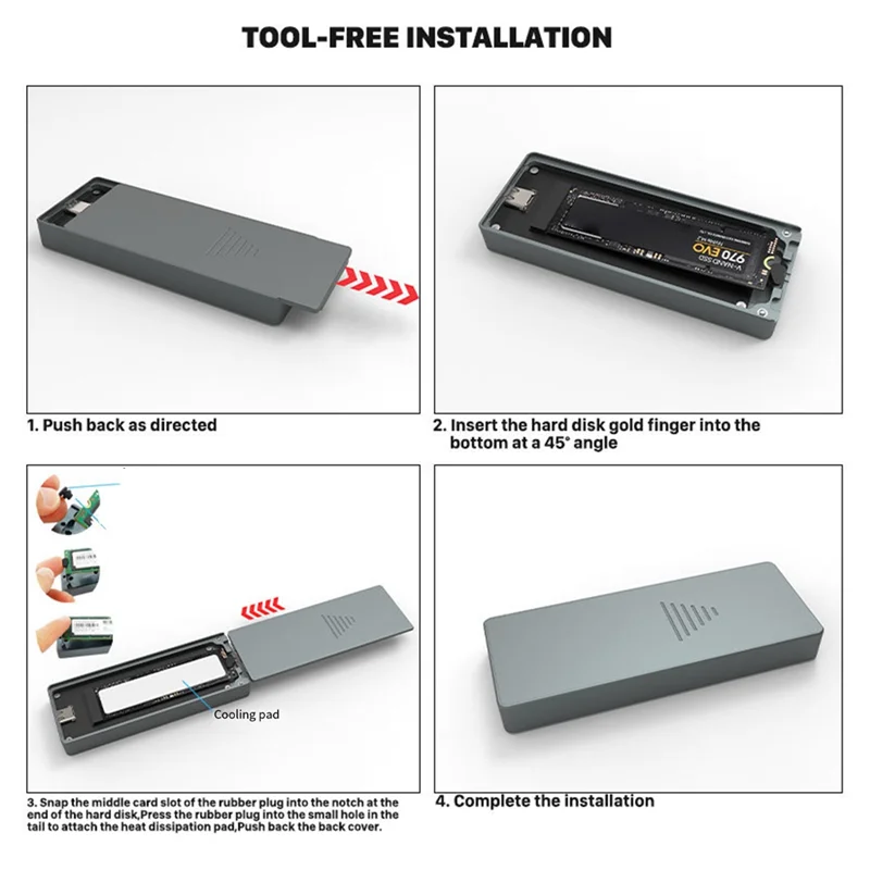 حاوية Qy-Smart M.2 Nvme / SATA SSD، USB 3.2 Gen 2 10Gbps، حافظة محول M2 خارجية تدعم M-Key B + M Key UASP RTL9210
