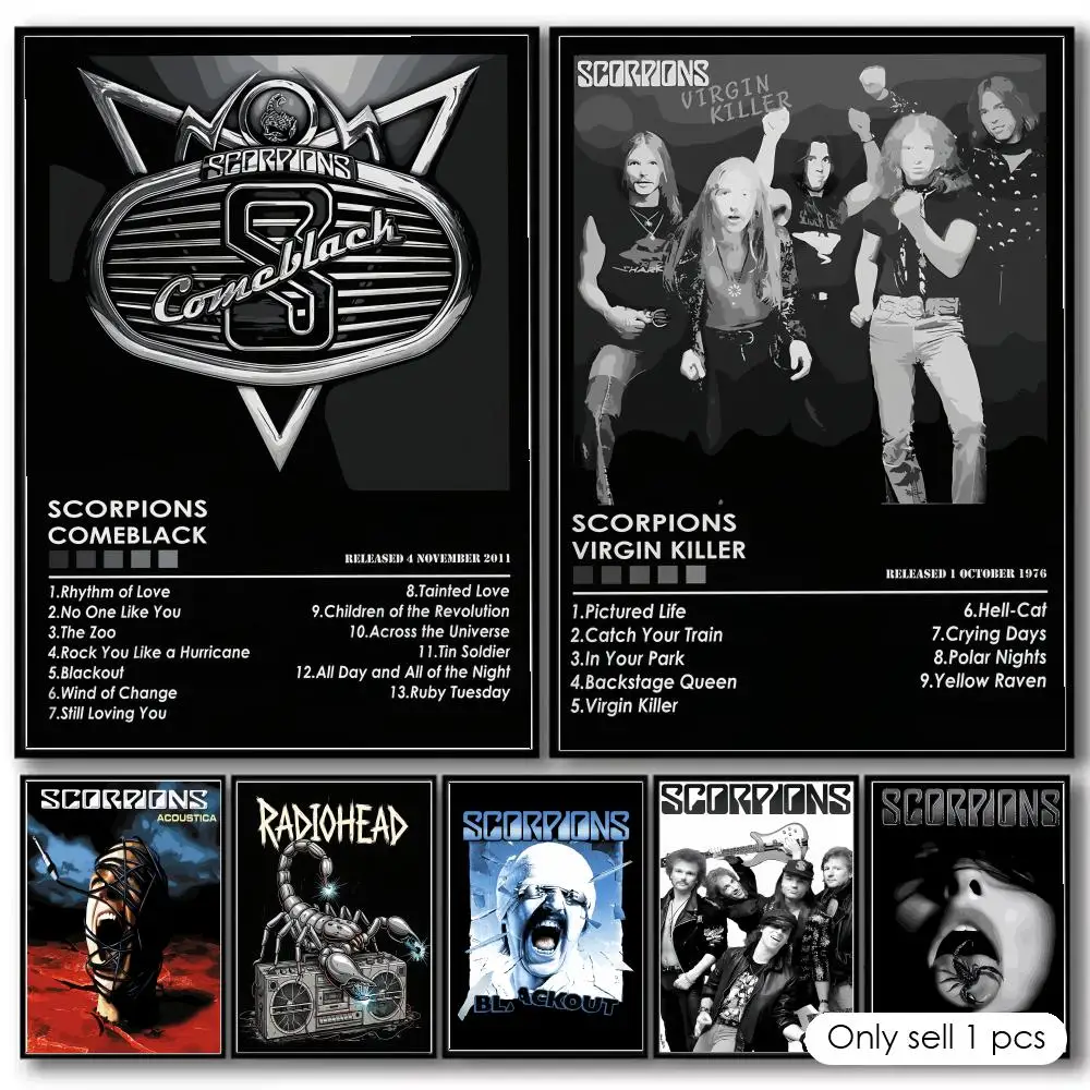 S-Scorpions  Rock Band Music Painting Calligraphy Cotton Canvas Wall Art Poster Quality Decor Painting for Home Decor