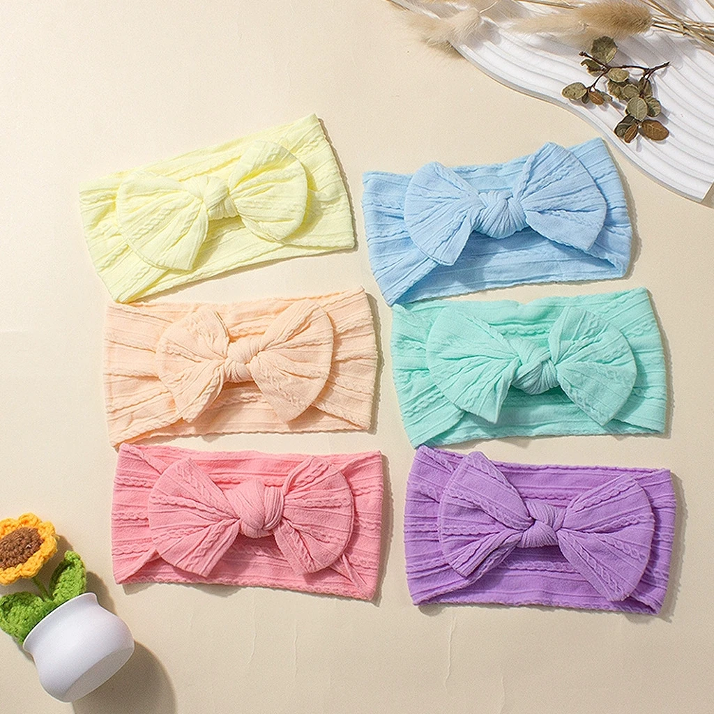 6 قطعة/المجموعة قوس قزح الألوان النايلون عقال طفل الفتيات إكسسوارات الشعر الوليد Bowknot رباطات الأطفال الرضع الملونة أغطية الرأس