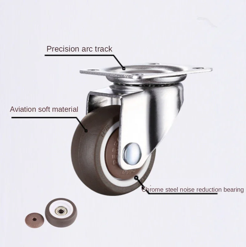 Rodízios de móveis de 1/1,25/1,5/2 polegadas Rodízio giratório de borracha Rodízio de borracha com freio