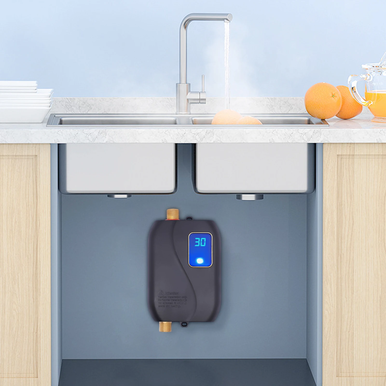 Sweet mile mini tankless warmwasser bereiter elektrischer sofort warmwasser bereiter mit led-anzeige und überhitzung schutz ondemand hotwat