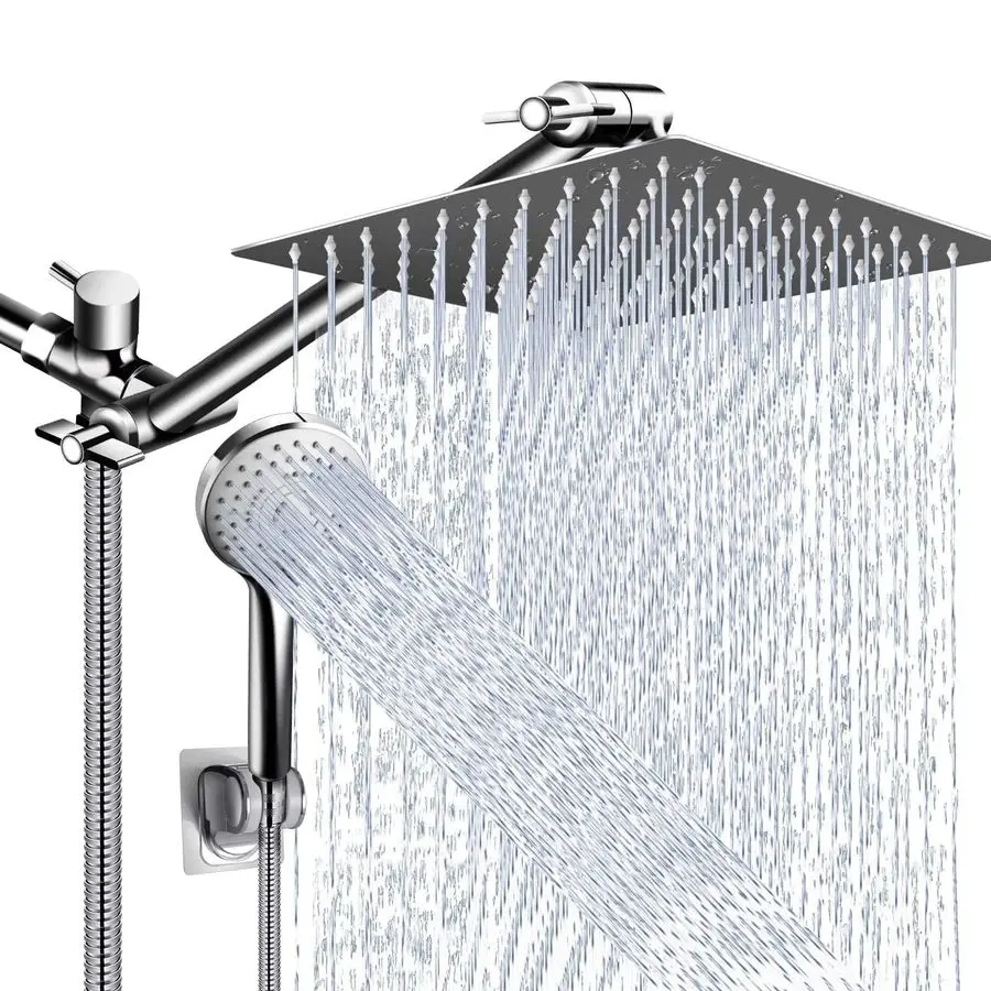 

Head Combo,10 Inch High Pressure Rain Shower Head with 11 in Adjustable Extension Arm and 5 Settings Handheld,Powerful Shower Sp