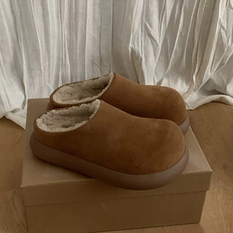 النساء الفراء البغال أحذية الشقق النعال حذاء رياضة كاجوال 2025 الشتاء قصيرة أفخم أحذية دافئة موضة الوجه يتخبط المشي Mujer Zapatos #3