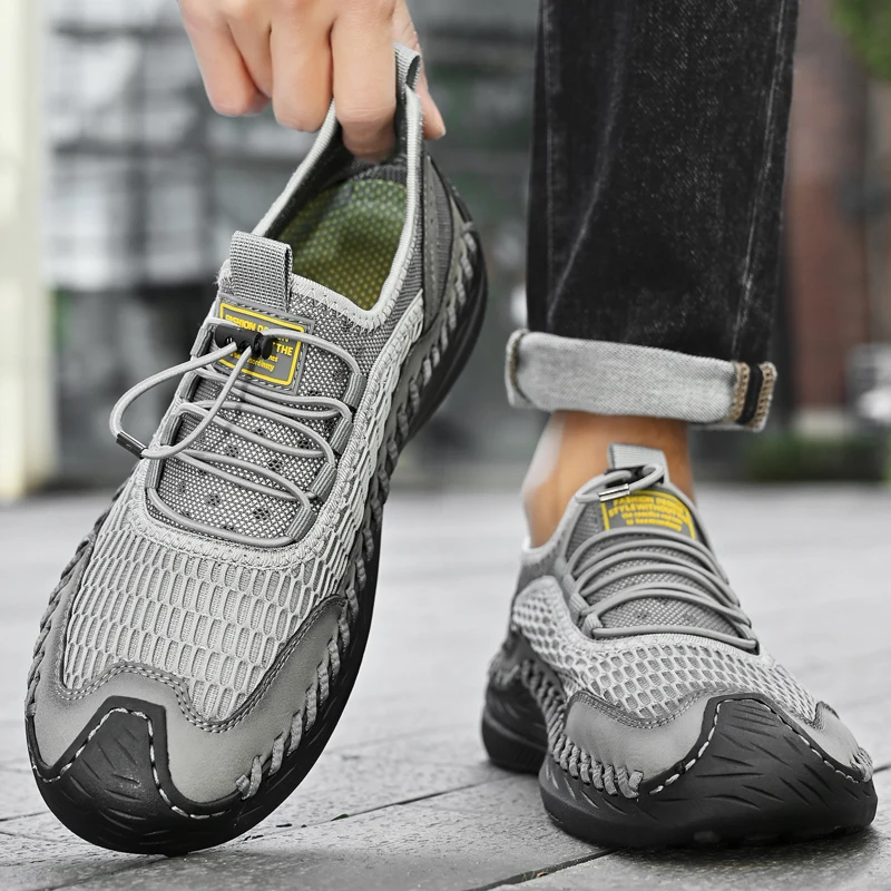 

Italian Brand Men's Mesh Casual Shoes Handmade Sole Versatile Men's Oxford Shoes Outdoor Hiking Shoes Wear-resistant Thick Sole