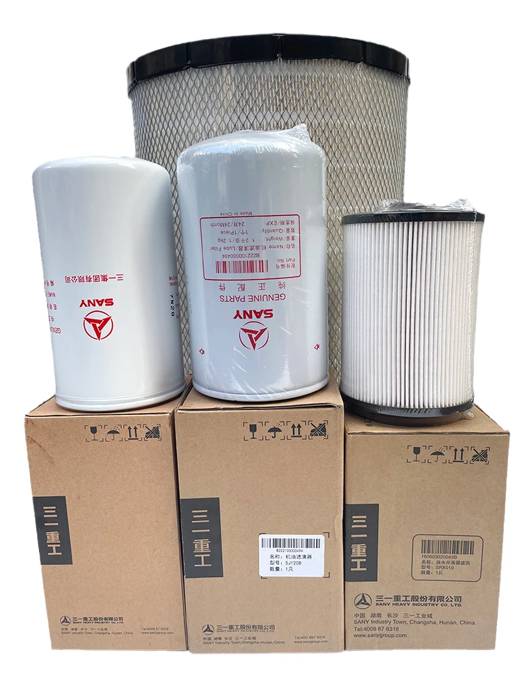 Original factory genuine sy Sany 305 engine oil, diesel air filter, hydraulic oil excavator maintenance accessories